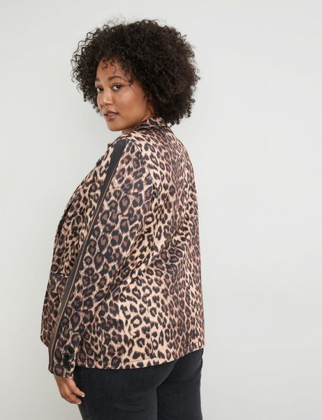 Samoon Scuba blazer with a leopard print pattern  - brown (01102)