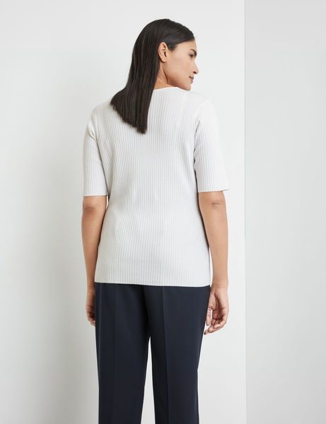 Samoon Pullover with half sleeves - beige/white (09600)