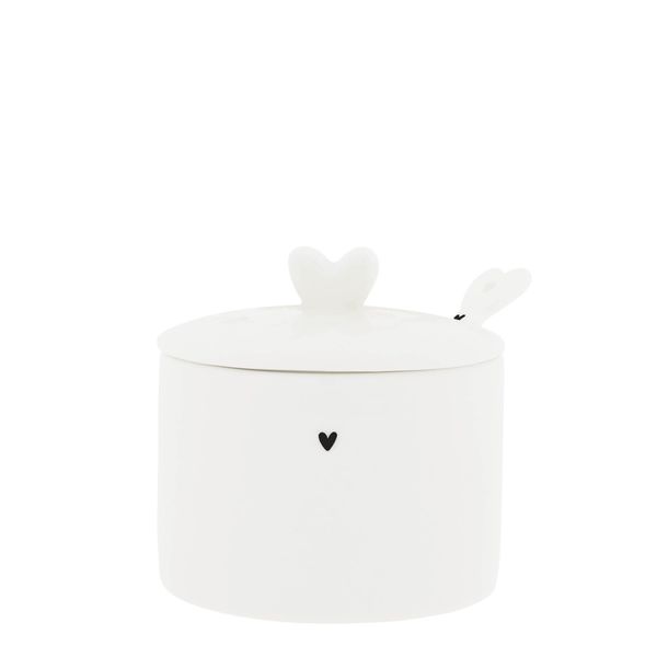 Bastion Collections Sugar bowl with spoon (Ø11x14cm) - white (BL)