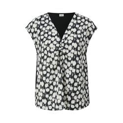 s.Oliver Black Label Top with gathers   - black/white (99B0)