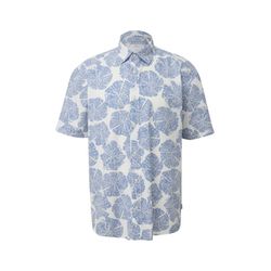 s.Oliver Red Label Short-sleeved cotton/viscose blend shirt  - white/blue (01A2)