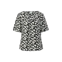 s.Oliver Black Label Crepe blouse with pleated neckline  - black/white (99B0)