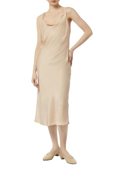 comma Satin dress with waterfall neckline  - beige (8058)