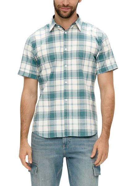s.Oliver Red Label Short stretch cotton shirt in slim fit  - white/green/blue (65N1)