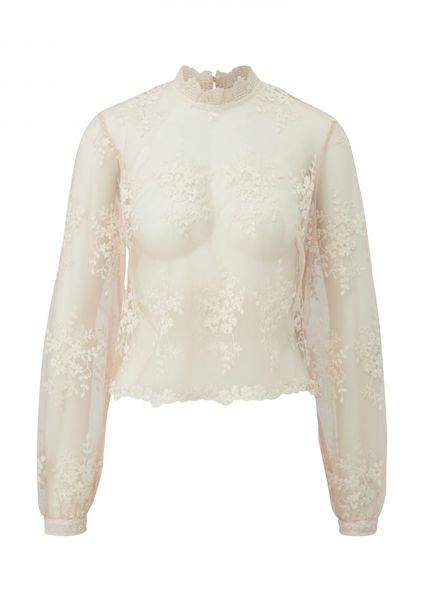 Q/S designed by Lace blouse with a floral pattern - white (2101)