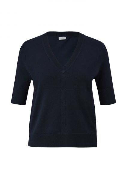 s.Oliver Black Label T-shirt en tricot avec motif ajouré  - bleu (5959)