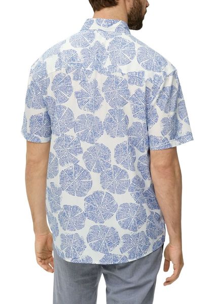 s.Oliver Red Label Short-sleeved cotton/viscose blend shirt  - white/blue (01A2)