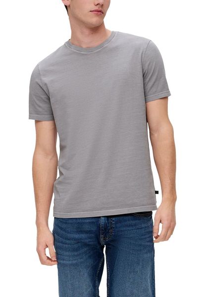 Q/S designed by T-shirt with slub yarn structure - gray (9167)
