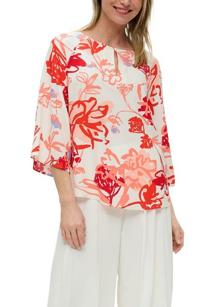 s.Oliver Black Label Viscose blouse in a loose fit - white/red (02A2)