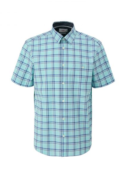 s.Oliver Red Label Regular: Kurzarmhemd mit aufgesetzter Tasche - blau (60N4)