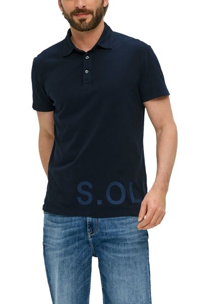 s.Oliver Red Label Polo-Shirt mit Label-Print   - blau (5978)