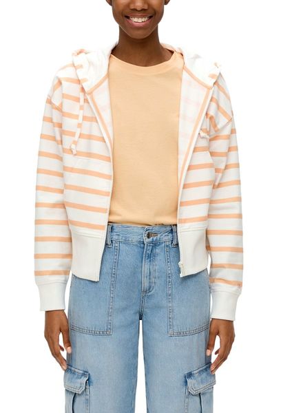 Q/S designed by Stretch cotton sweatshirt jacket - orange/white (21G0)