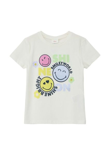 s.Oliver Red Label T-shirt en coton avec imprimé frontal Smiley®.  - blanc (0210)