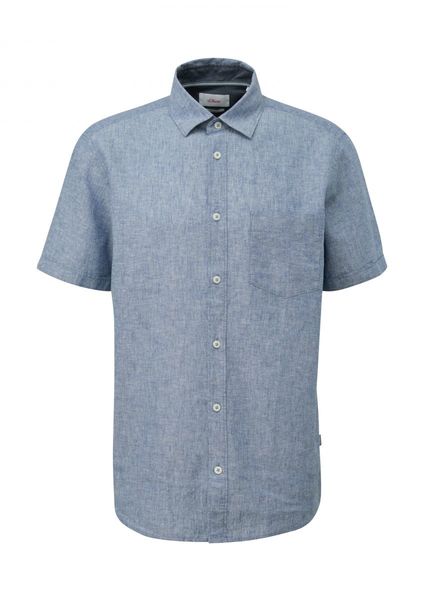 s.Oliver Red Label Regular: Short-sleeved shirt in a linen-cotton blend  - blue (59W0)