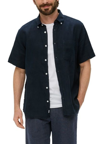 s.Oliver Red Label Short-sleeved linen shirt  - blue (5978)