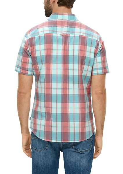 s.Oliver Red Label Kurzes Baumwollstretch-Hemd im Slim Fit  - rot/blau (60N1)