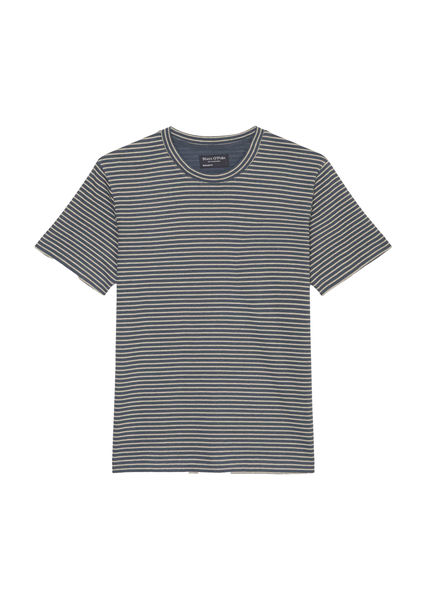 Marc O'Polo T-shirt made from organic cotton and linen - blue/beige (F81)