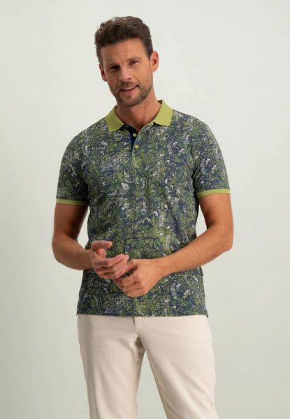 State of Art Piqué polo shirt with digital print - green (3157)