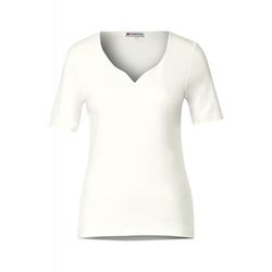 Street One T-shirt avec encolure en cœur - blanc (10108)
