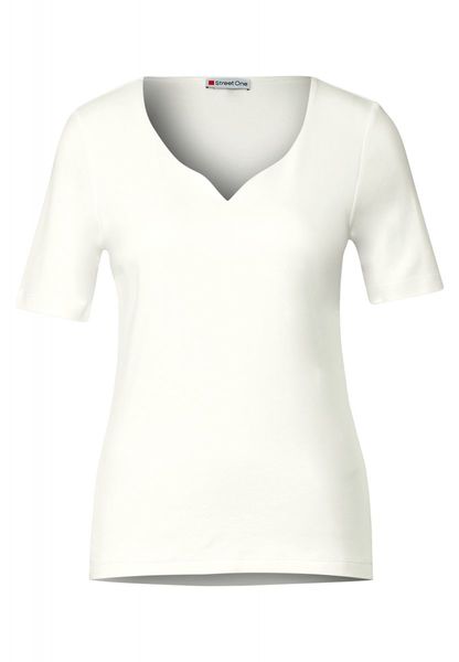Street One Shirt mit Herz-Ausschnitt - weiß (10108)