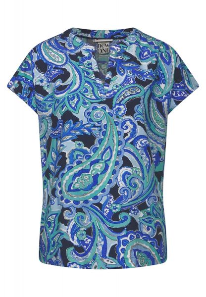 Street One Print blouse shirt - blue/green (35681)