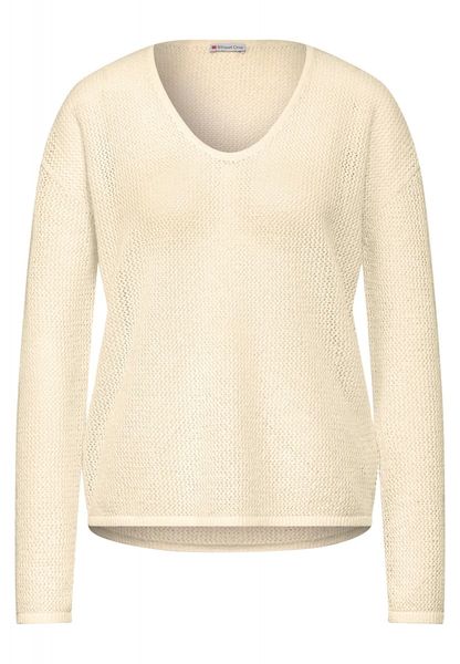 Street One structured mesh sweater - blanc (14451)