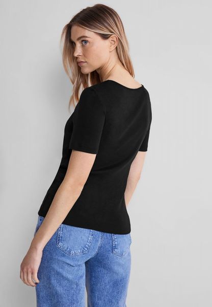 Street One Shirt with heart neckline - black (10001)