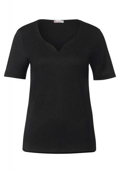 Street One Shirt mit Herz-Ausschnitt - schwarz (10001)