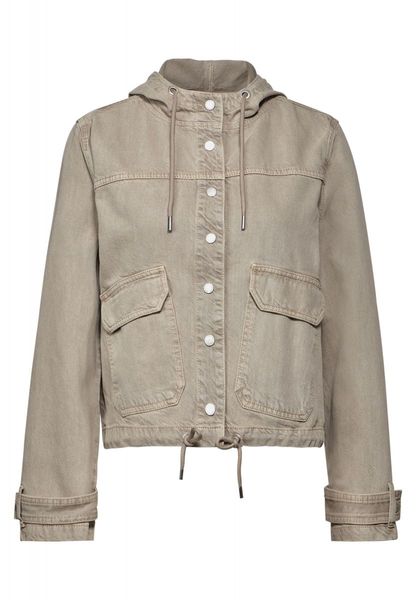 Street One Denim jacket with hood - beige (15829)