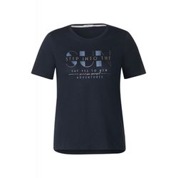 Cecil T-shirt with wording print - blue (35512)
