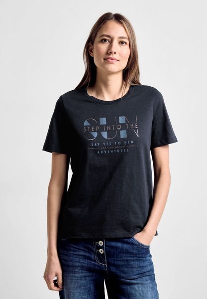 Cecil T-shirt with wording print - blue (35512)