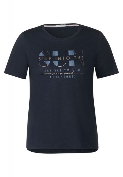 Cecil T-shirt avec inscription imprimée - bleu (35512)