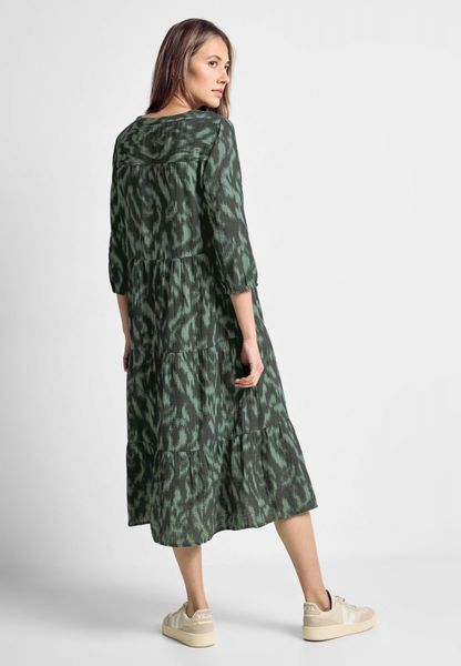 Cecil Print Musselin Dress - green (25382)