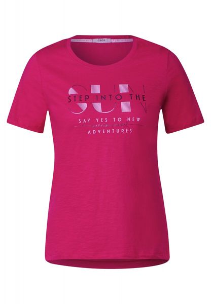 Cecil T-Shirt mit Wording Print - pink (35597)
