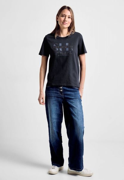 Cecil T-Shirt mit Wording Print - blau (35512)