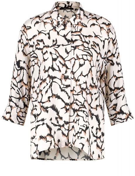 Taifun Blouse with an all-over print - white/black (09452)