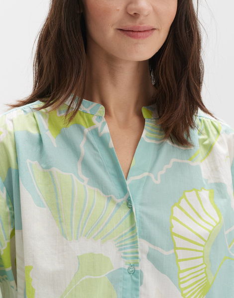 Opus Print blouse - Faomi nature - green/blue (30005)