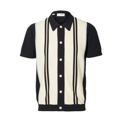 Selected Homme Polo with stripe pattern - black/beige (186839002)