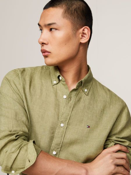 Tommy Hilfiger Regular fit: chemise en lin - vert (L9F)