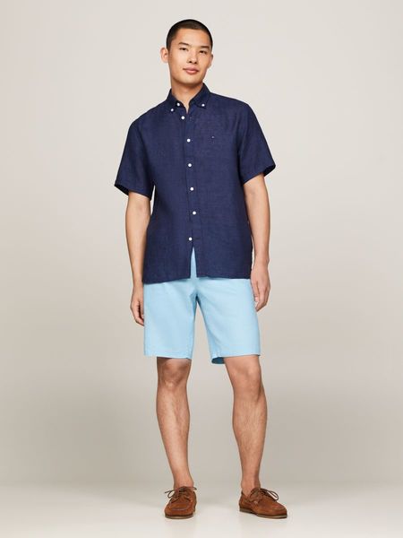 Tommy Hilfiger Regular fit: short-sleeved linen shirt - blue (DCC)