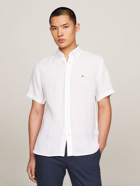 Tommy Hilfiger Regular fit: short-sleeved linen shirt - white (YCF)