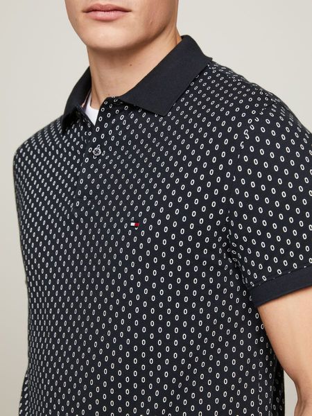Tommy Hilfiger Slim Fit Poloshirt mit Mikro-Print - blau (DW5)