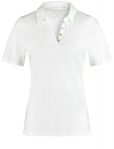 Gerry Weber Edition Poloshirt aus Baumwolle - beige/weiß (99700)