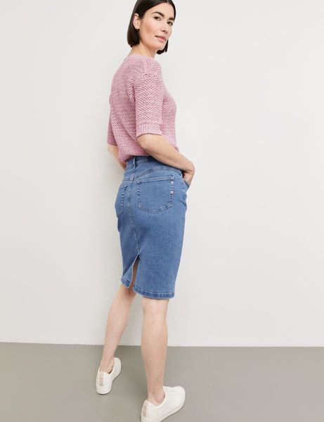 Gerry Weber Edition Denim skirt with kick pleat - blue (834003)