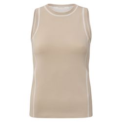 Yaya Knitted tanktop with stripes - beige (209081)