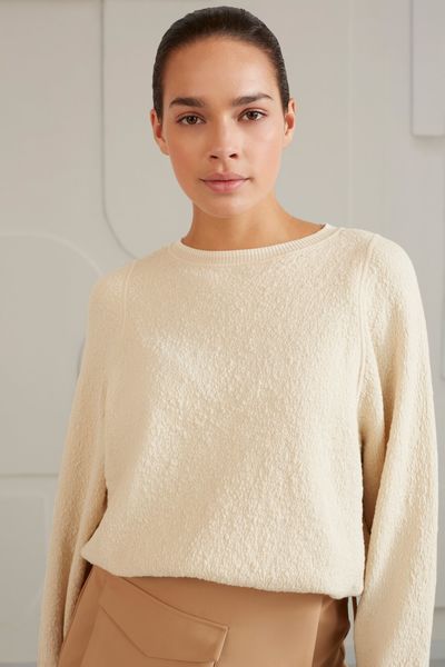 Yaya Textured sweater with crewneck - beige (209081)