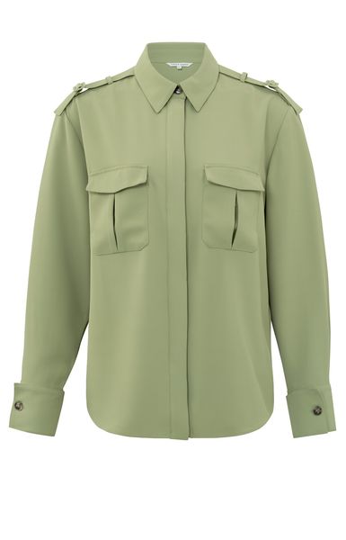 Yaya Cargo blouse with collar - green (60421)