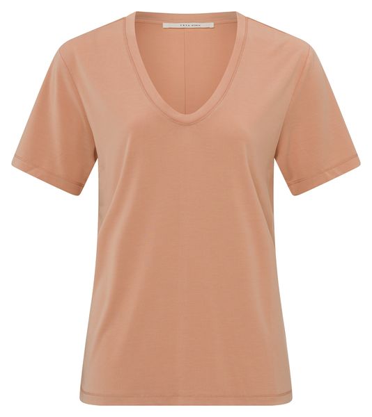 Yaya T-Shirt mit abgerundetem V-Ausschnitt - orange (51322)