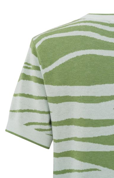 Yaya Jacquard sweater with round neck - green (256031)
