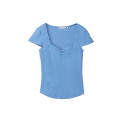 Tom Tailor Denim T-Shirt mit feiner Raffung - blau (18712)